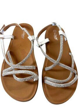 Link Comfort Girls Sandals Silver Sparkle Size 3